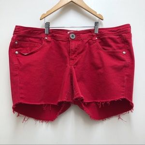 Z Cavaricci Red Raw Edge Jean Shorts